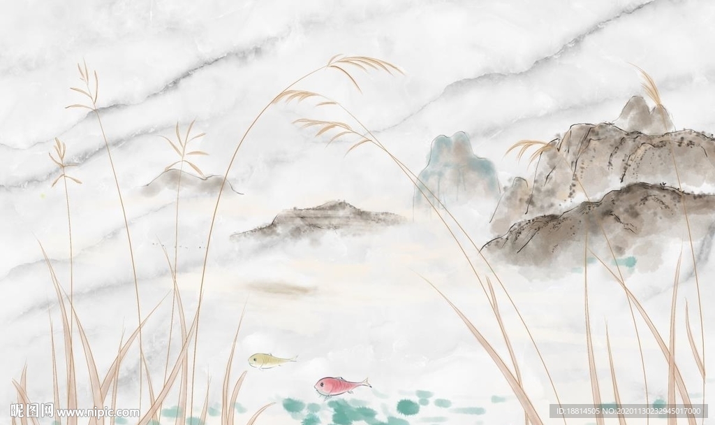 爵士白爱莲说荷花电视背景墙