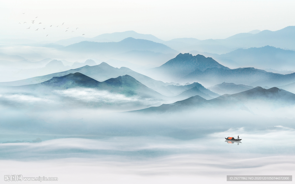 中式客厅新山水画 TIF分层