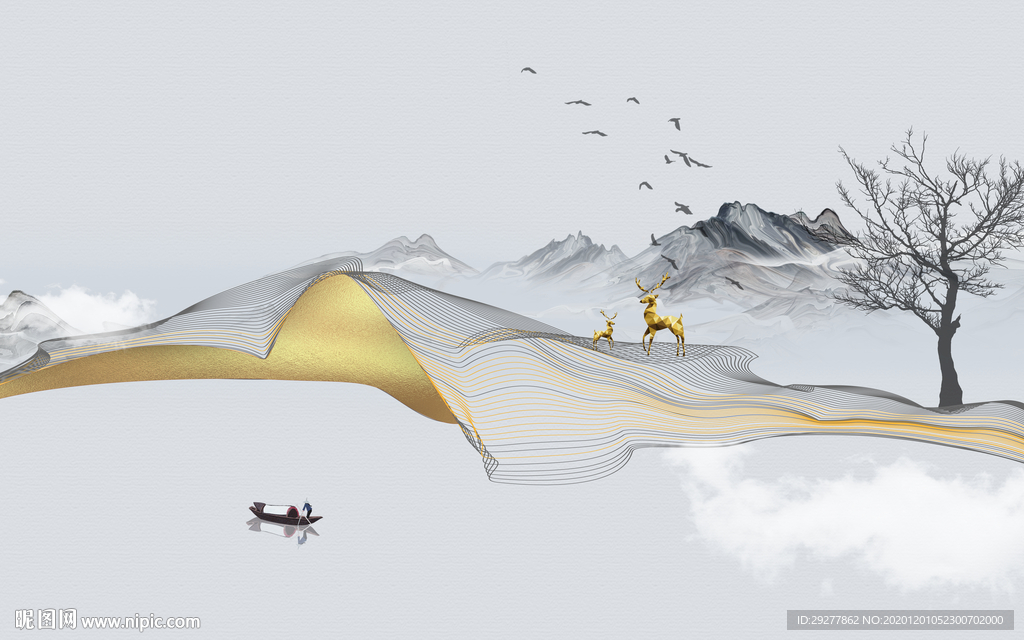 最新客厅新山水画 TIF分层