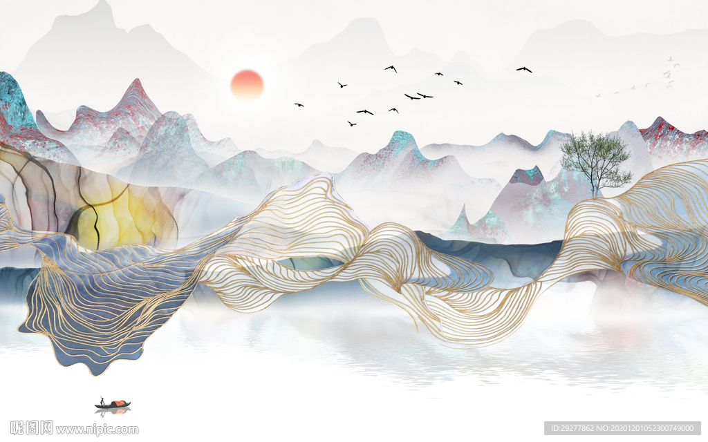 高清 客厅新山水画 TIF分层