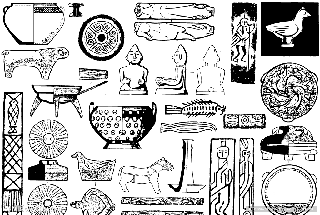 动物 花纹 肌理 线稿 历史