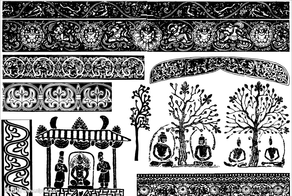 莲花图案  几何图形 组合图形