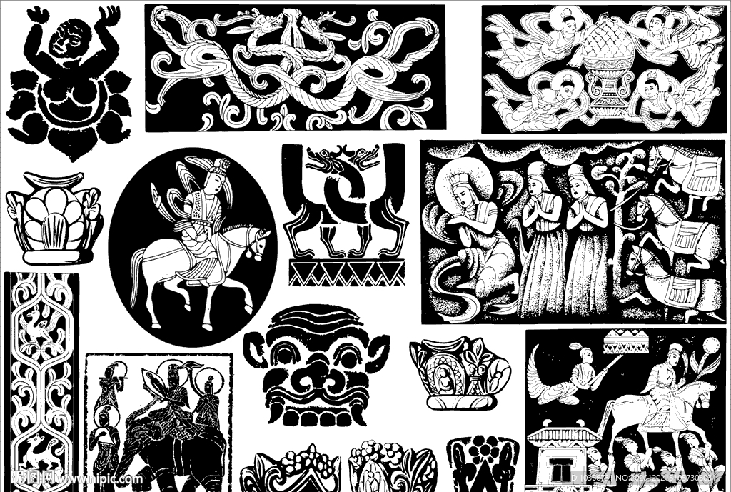 莲花图案  几何图形 组合图形