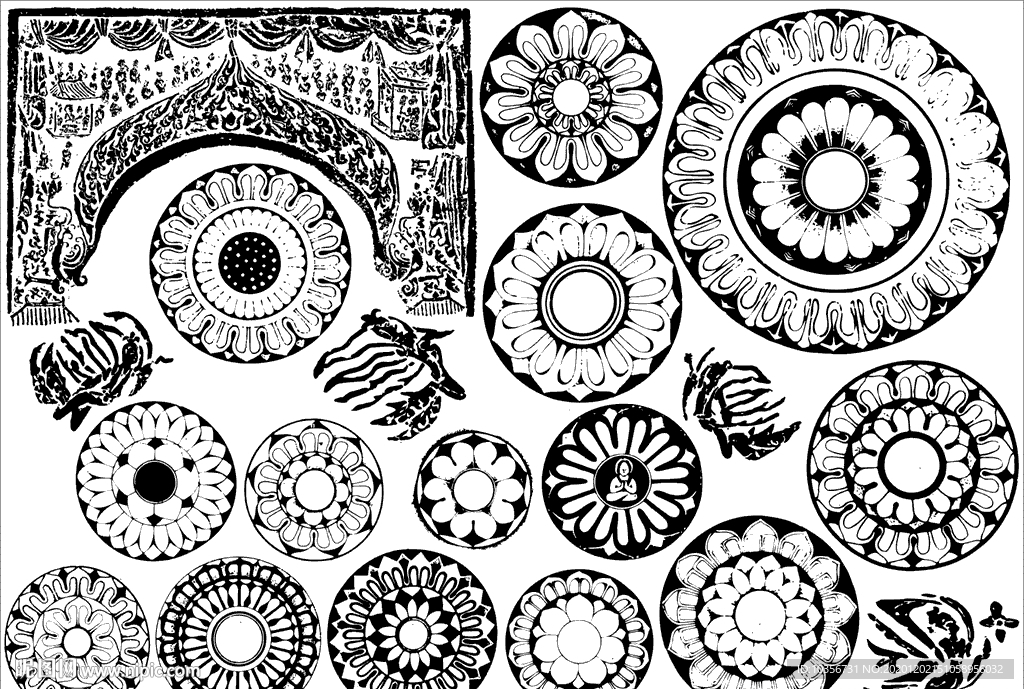 莲花图案  几何图形 组合图形