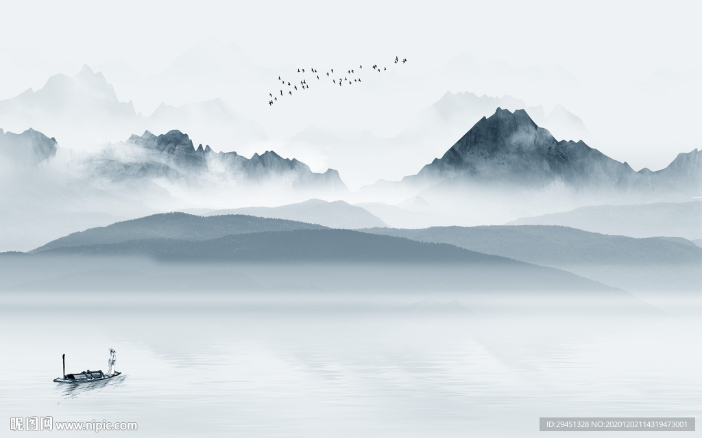 简约意境大气山水 tif分层