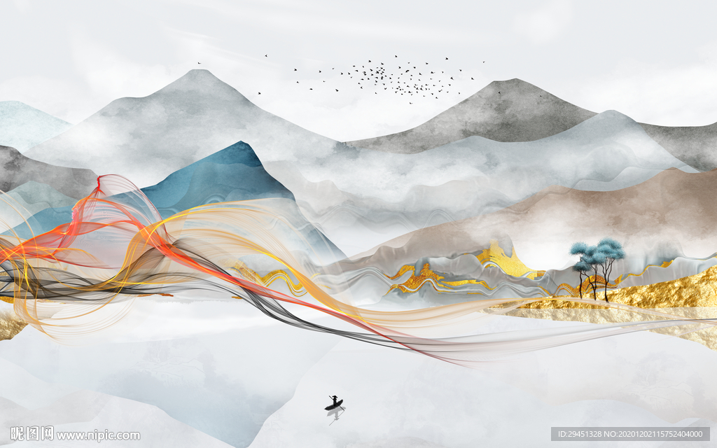 高清 意境大气山水 tif分层