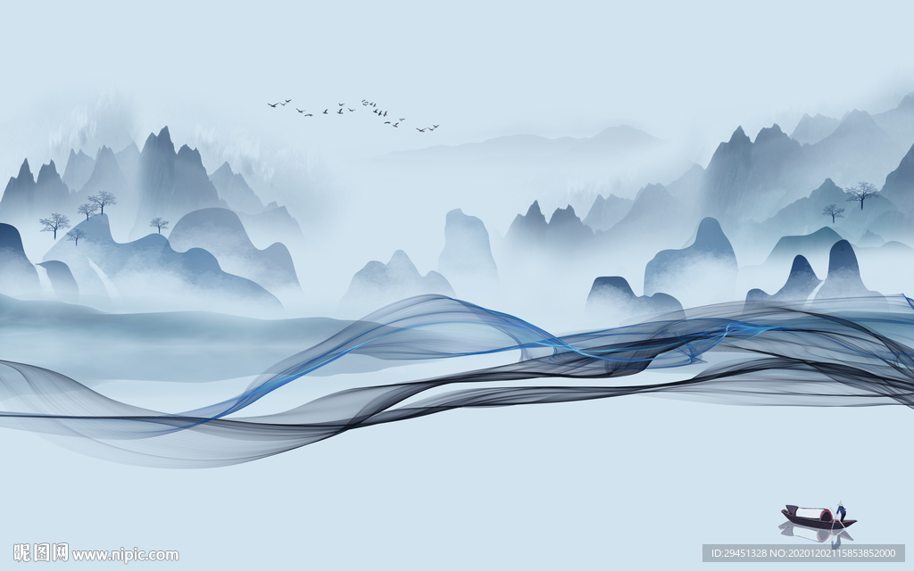 现代意境大气山水 tif分层