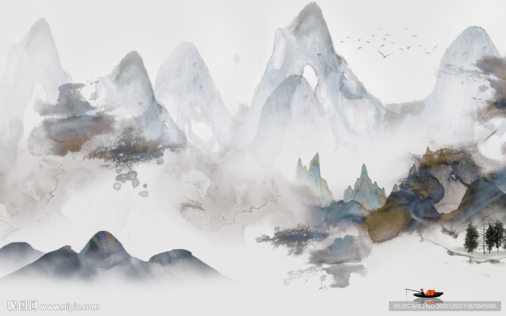 最新客厅中式山水 TIF分层