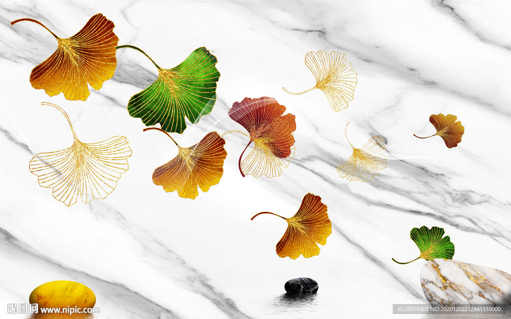 叶子 欧式背景墙画 TIF分层