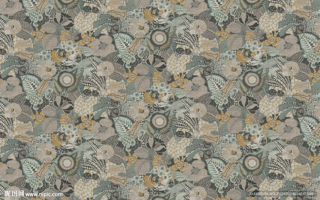 欧式风情热带雨林西洋画