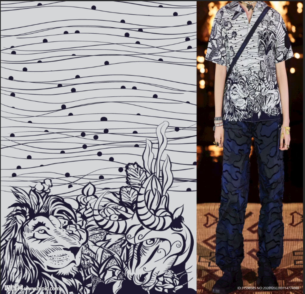 大牌女装 男装 狮子 描画