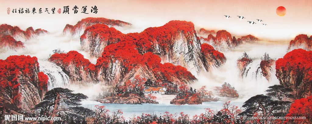 鸿运当头背景墙