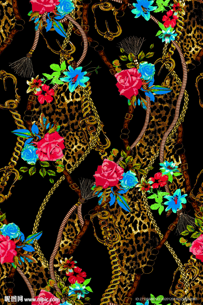 链条 豹纹 大牌 数码印花