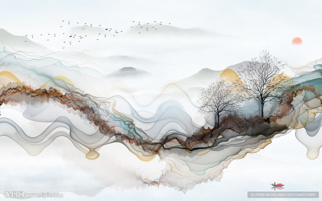 抽象 新意境山水画 tif分层