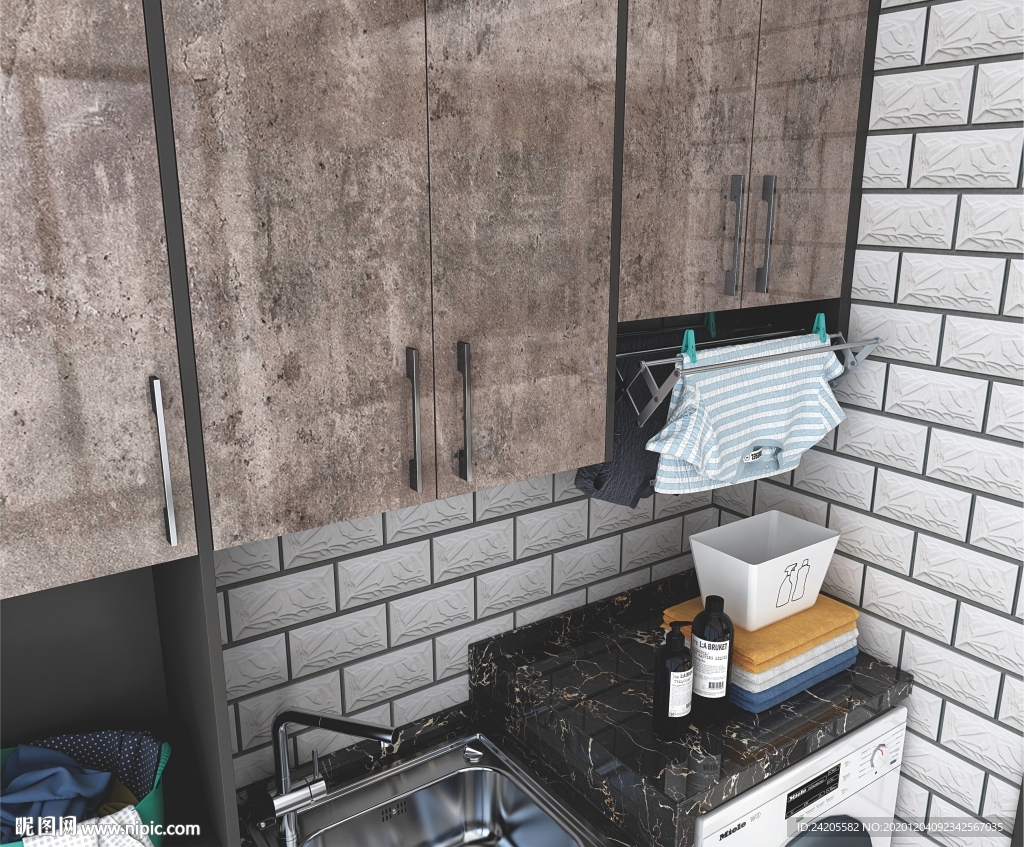 全屋定制现代轻奢阳台柜洗衣柜图