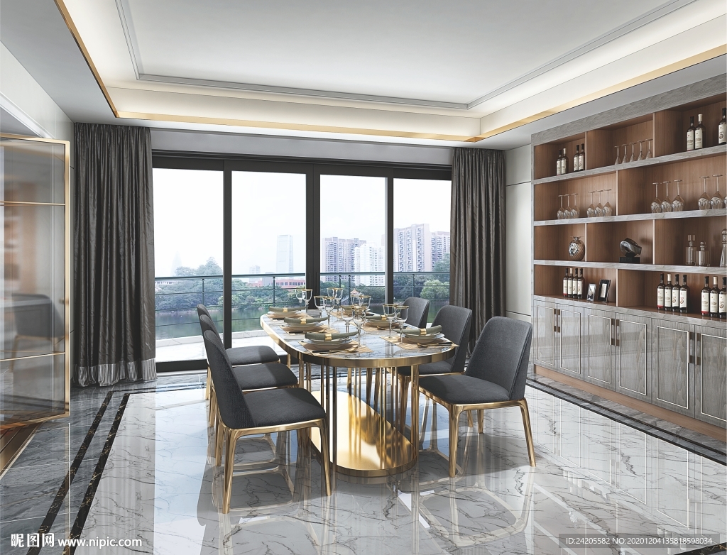 全屋定制镶金条酒柜餐边柜图