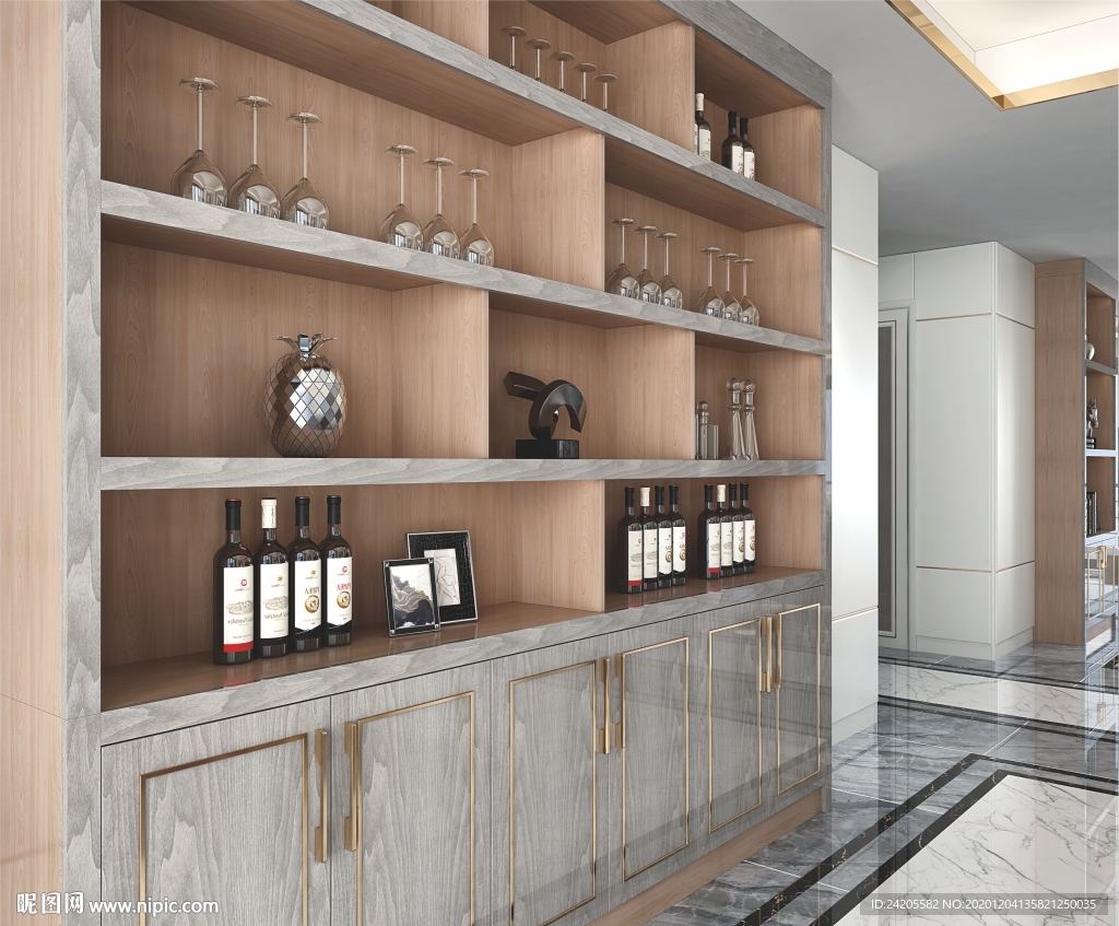 全屋定制镶金条酒柜餐边柜图