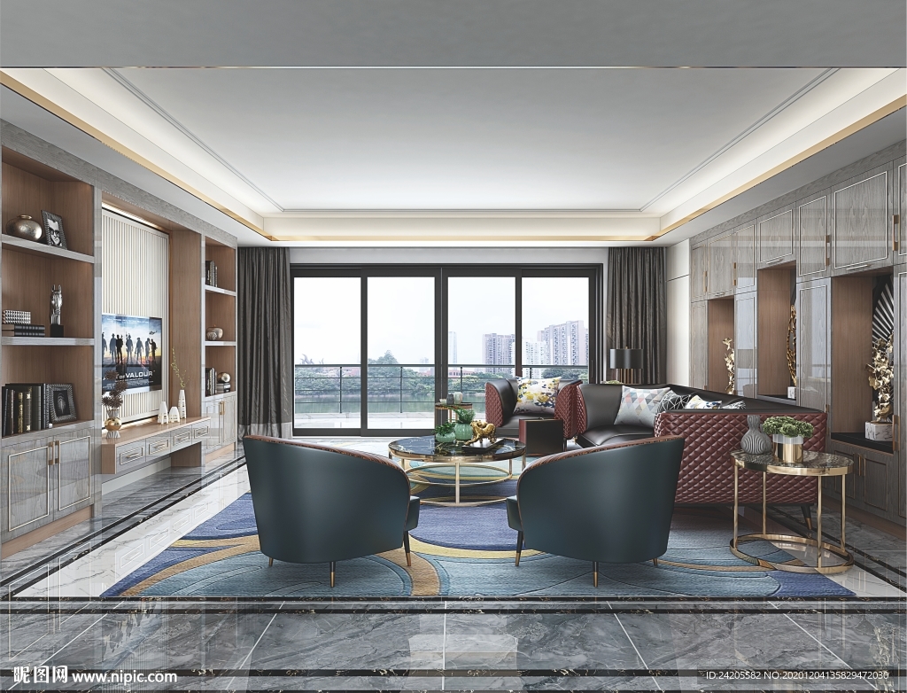 全屋定制镶金条电视柜背景墙图