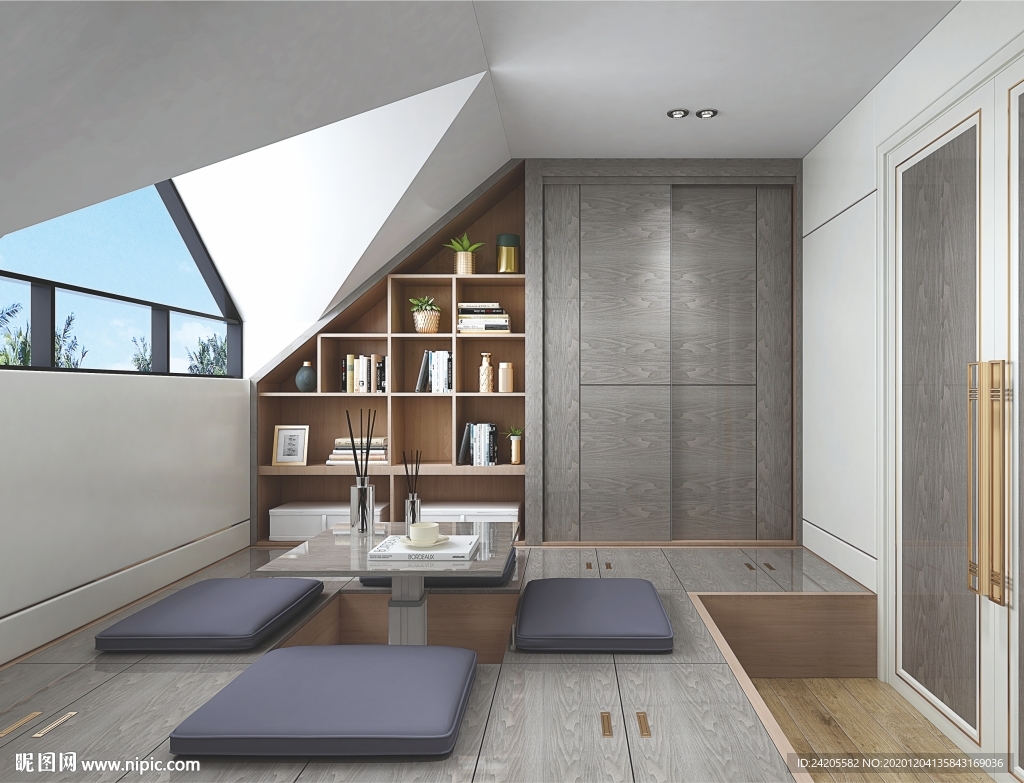 全屋定制镶金条卧室衣柜榻榻米图