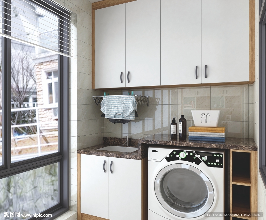 全屋定制简约板式阳台柜洗衣柜图