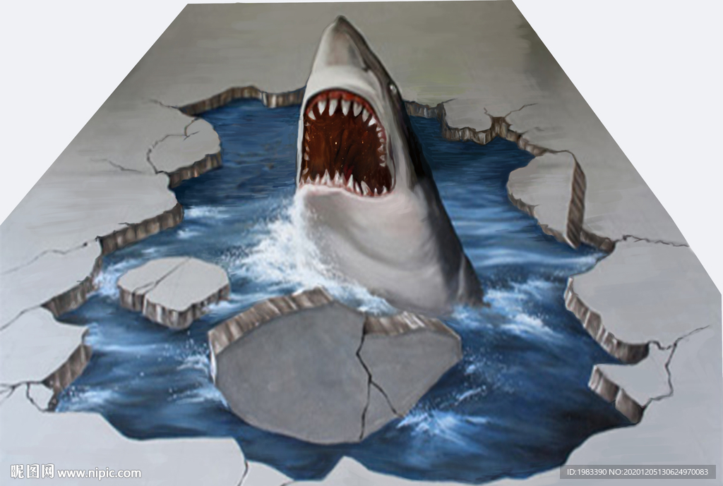 吃人鲨互动3D立体地画效果设计