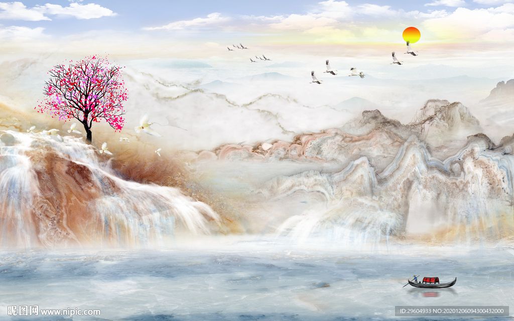 现代客厅大气山水 tif分层