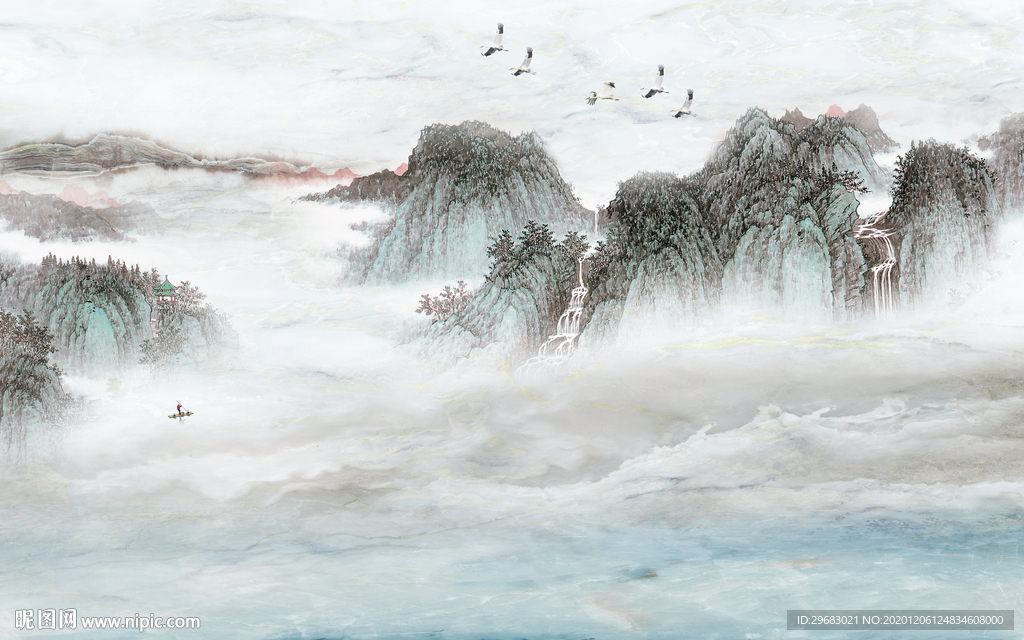 大气新简约山水画 tif分层