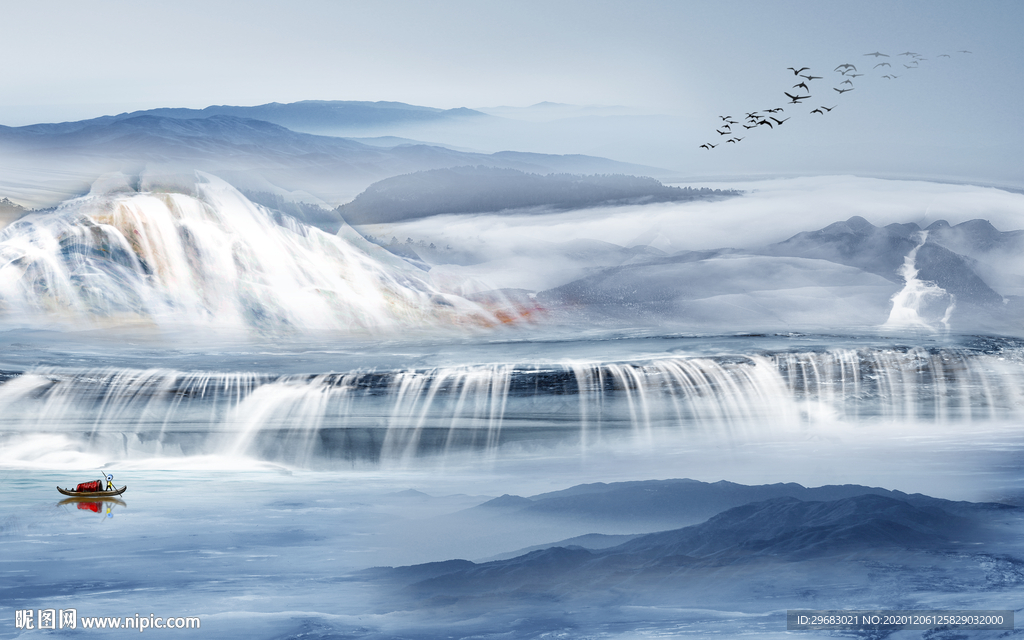 石纹新简约山水画 tif分层