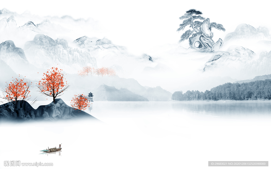 高清 新客厅山水画 tif分层