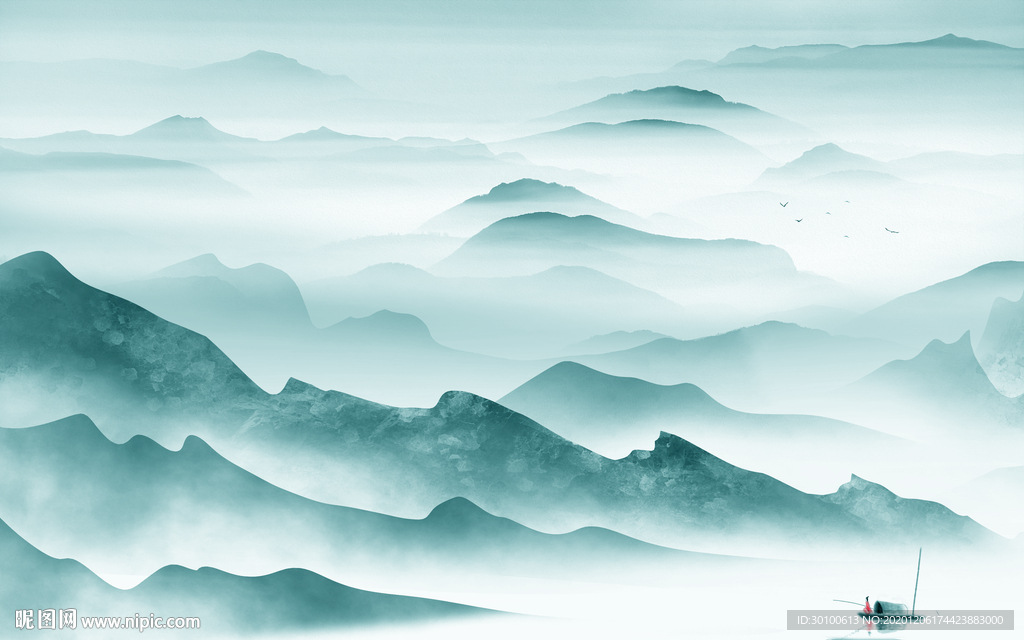 新中式客厅山水画 TIF分层