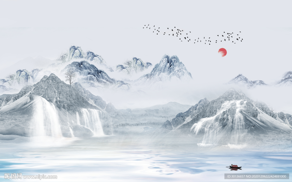 现代新款大气山水 TIF分层