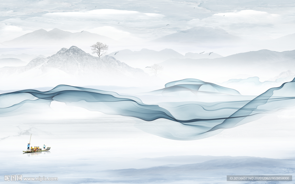 中国风新中式山水 TIF分层