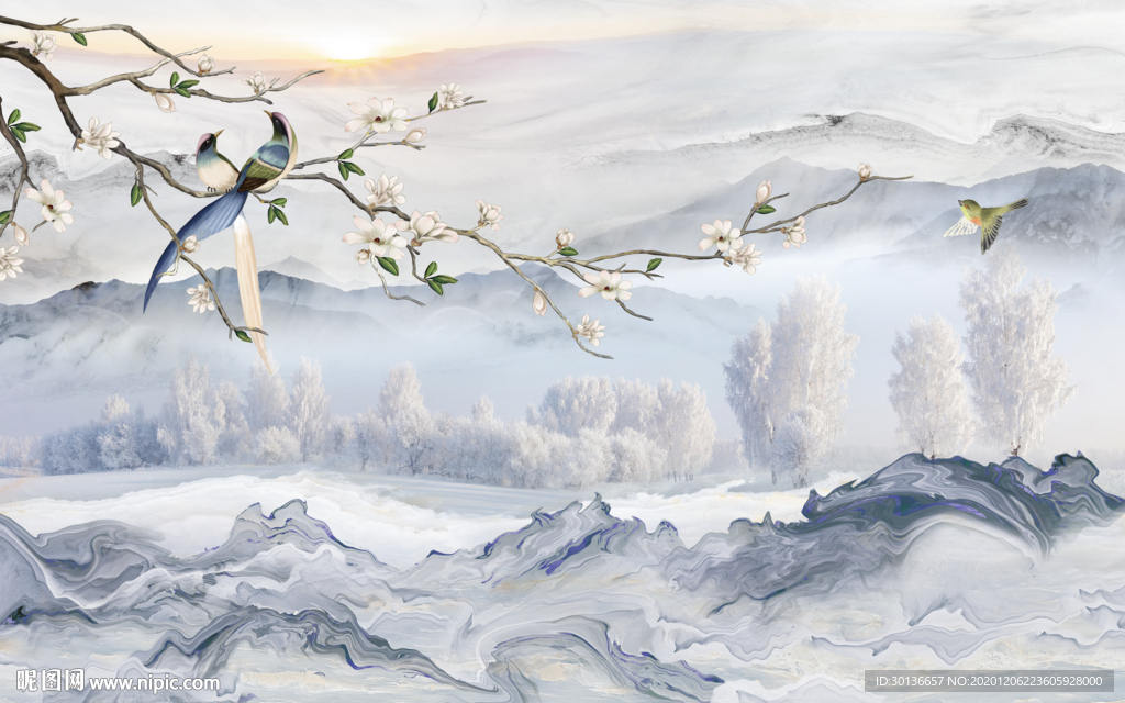 花鸟新款大气山水 TIF分层