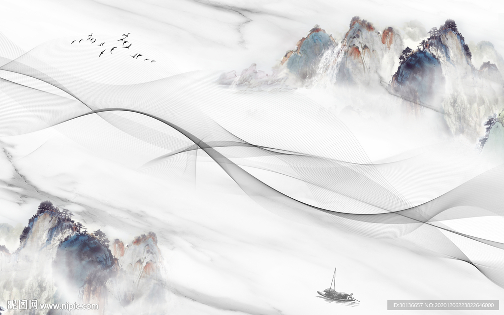 高清 新款大气山水 TIF分层