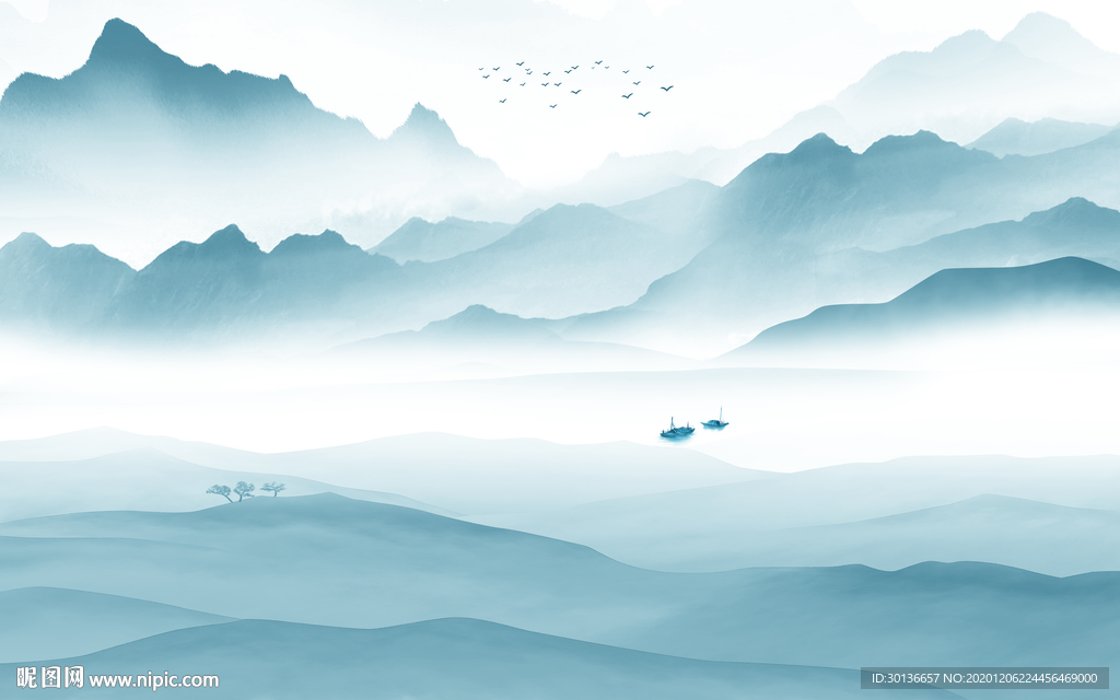 高清 新中式山水 TIF分层