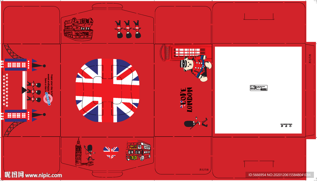 蛋糕一体盒-英伦小熊卫兵电话亭