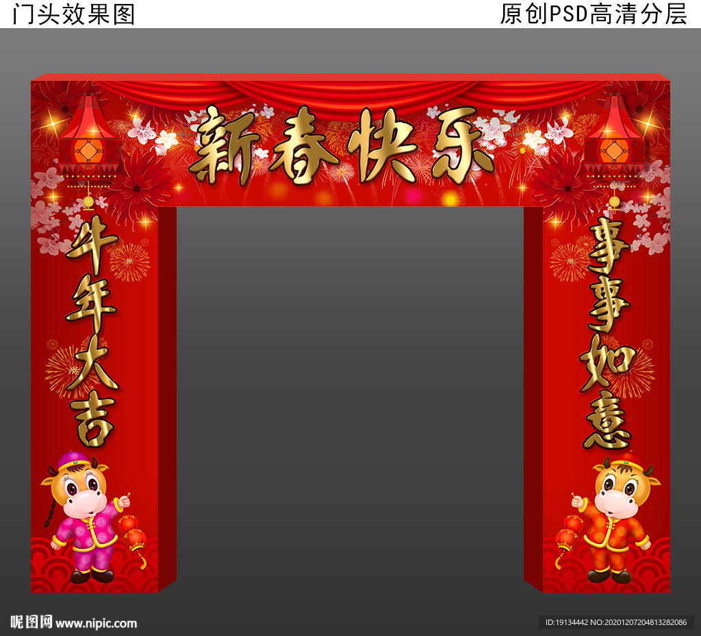 2021牛年春节门头