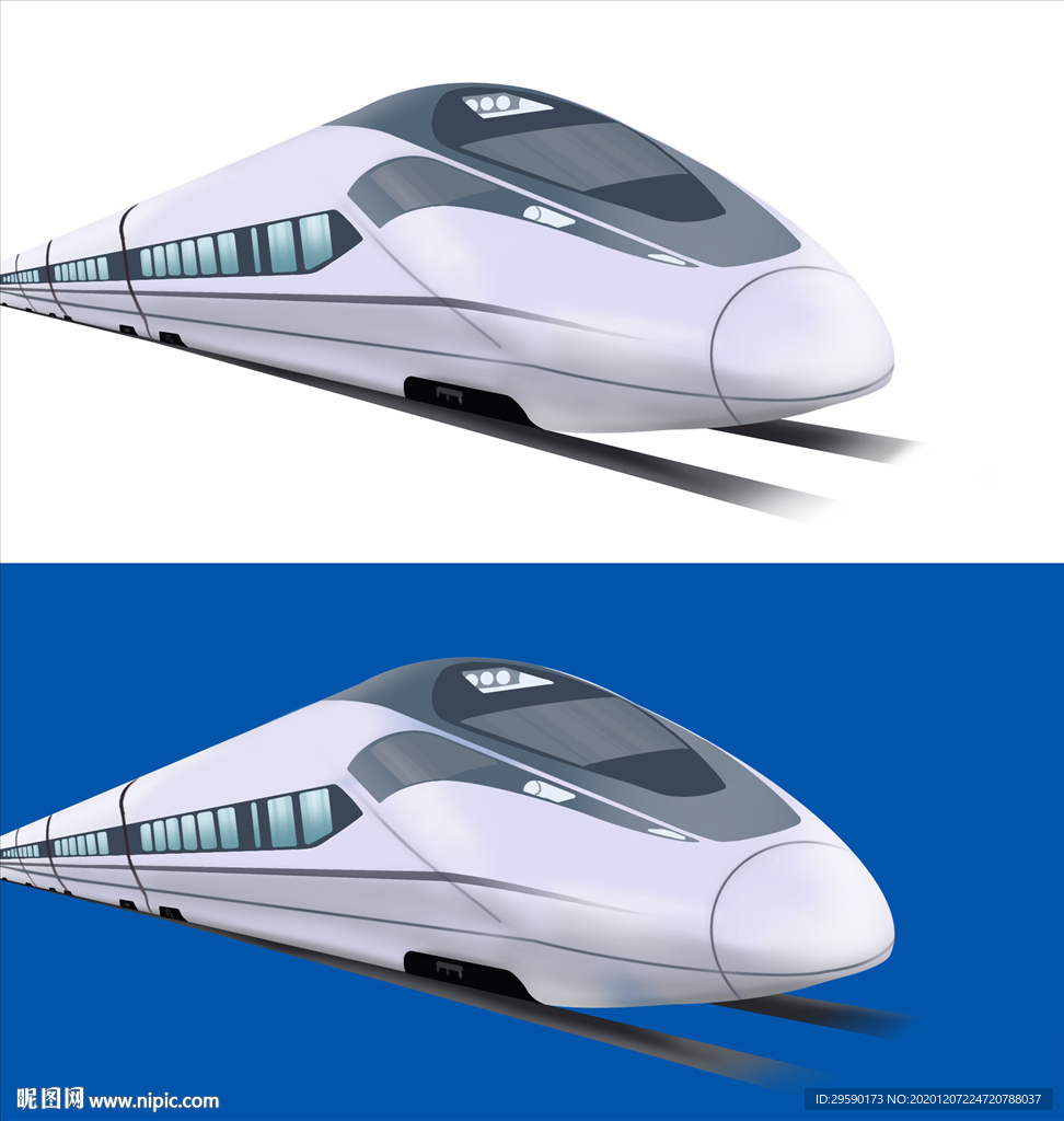 和谐号列车动车高铁轻轨火车插画