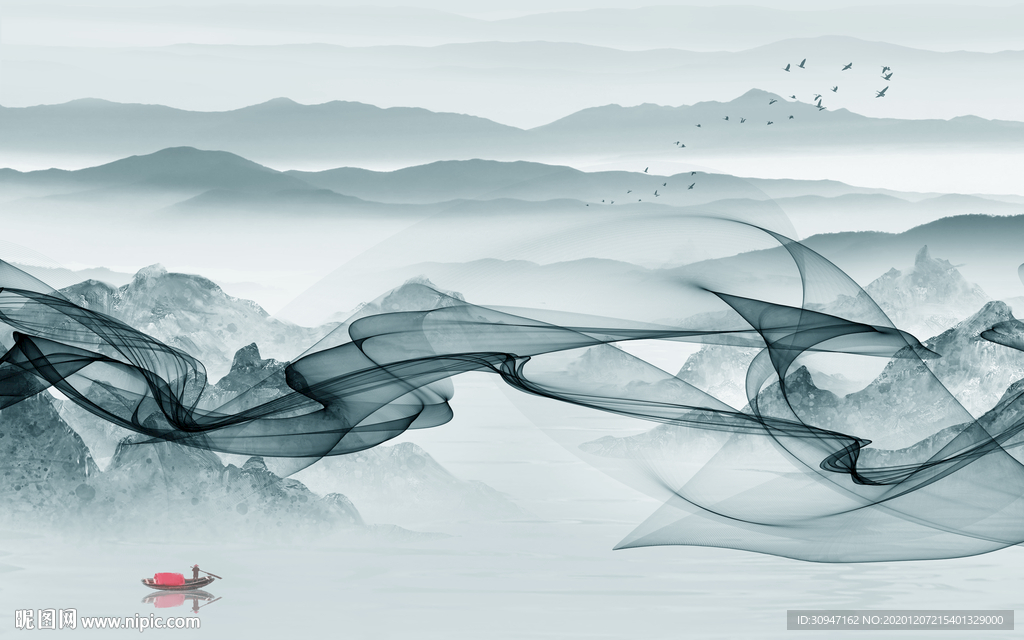 新款现代新款山水 TIF分层