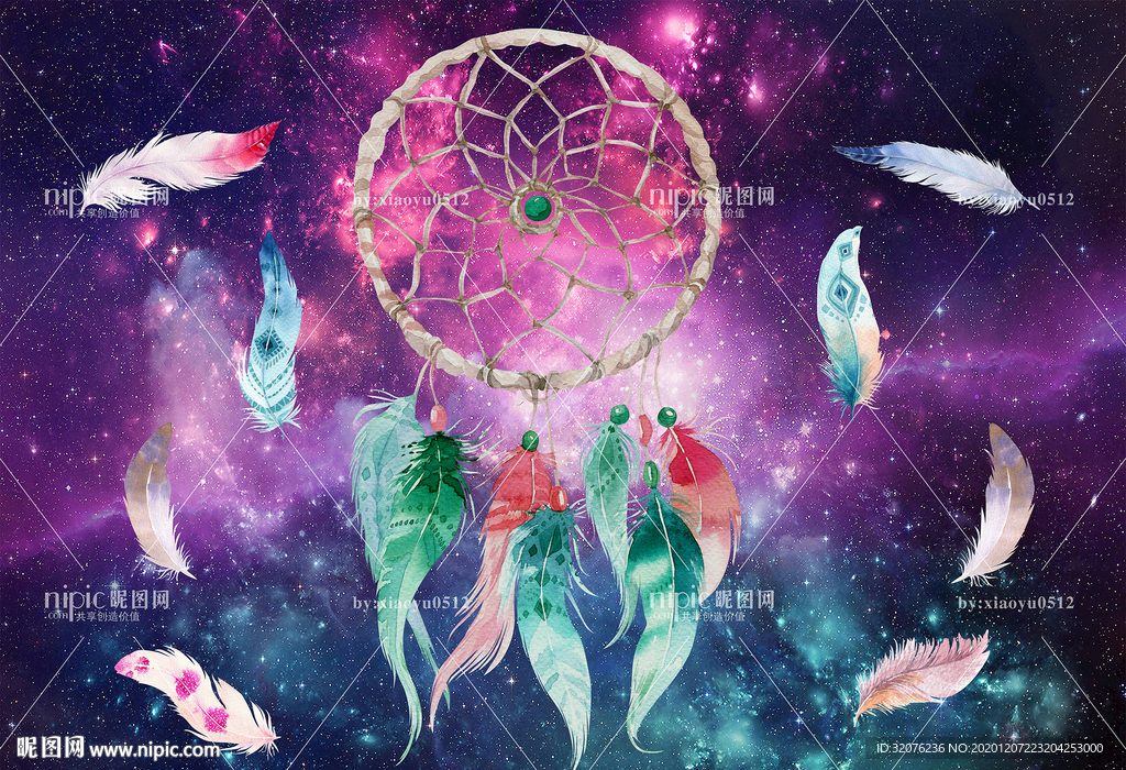 宇宙星河梦幻羽毛捕梦网