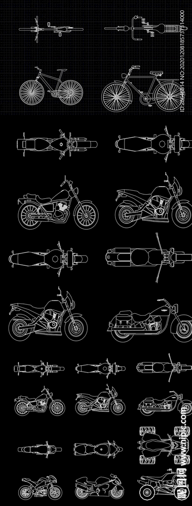 摩托车自行车CAD图库