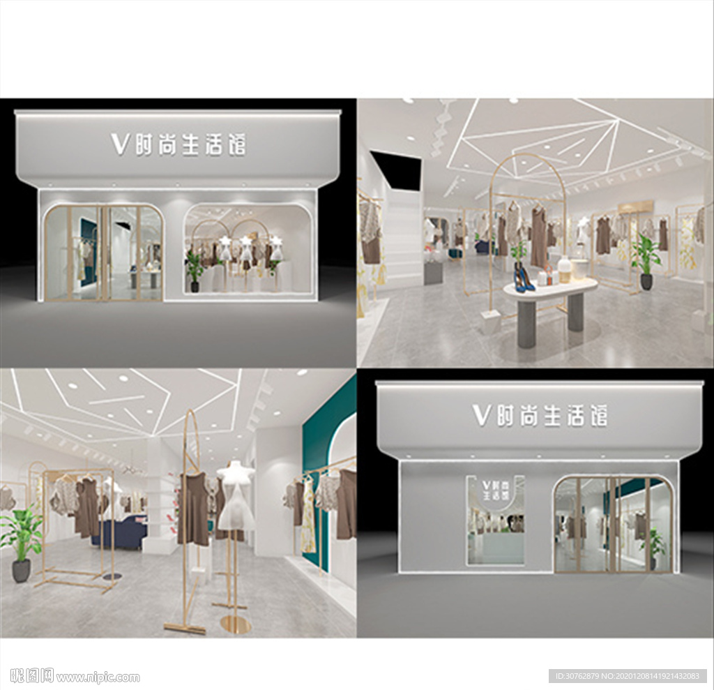 快时尚轻奢女装店服装店元素3D