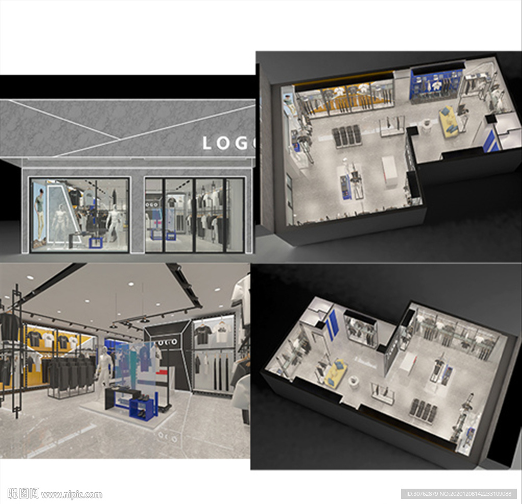 快时尚潮牌男装服装店3DMAX