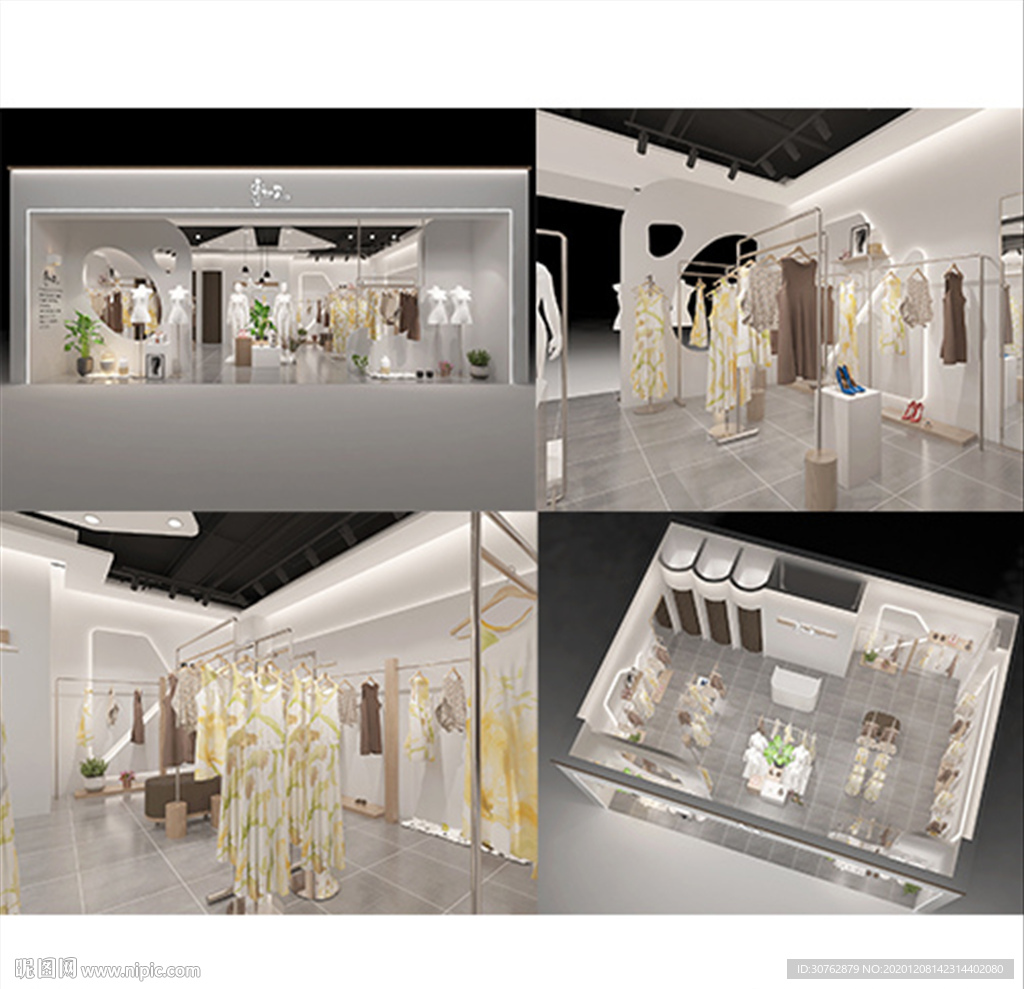 现代北欧风女装形象服装店模型