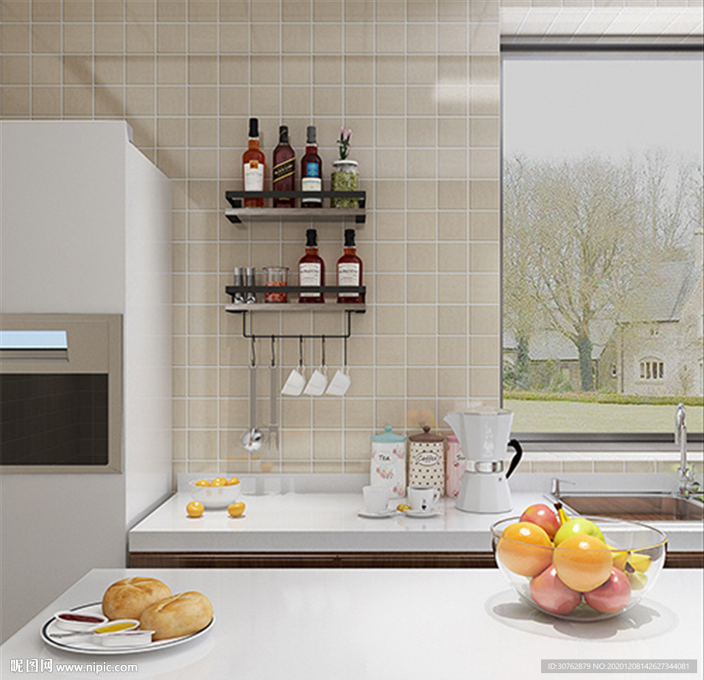 现代写实写真厨房效果图元素