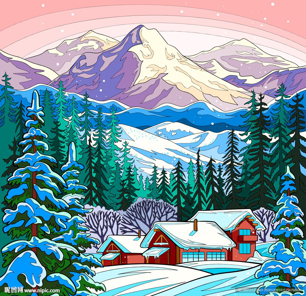冬季雪景插画