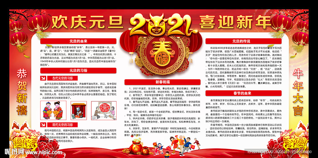 2021牛年元旦展板