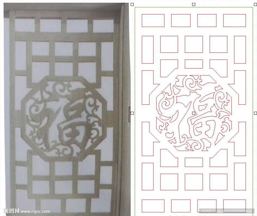 镂空福字花格通花线雕精雕图矢量