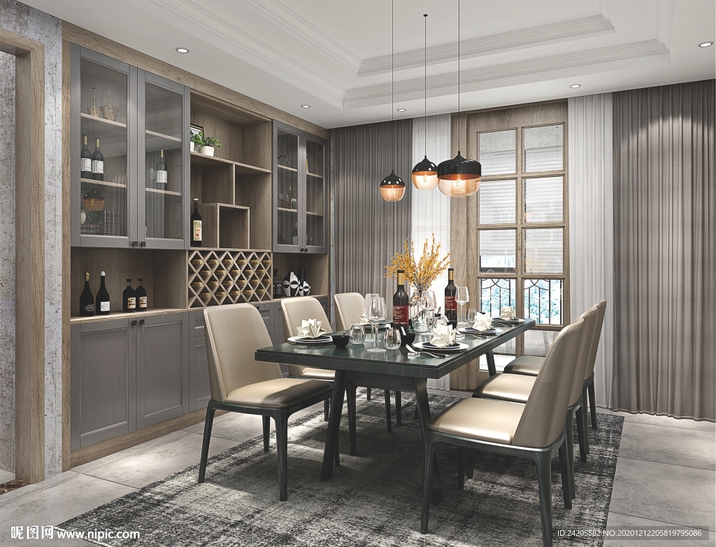 全屋定制餐厅板式酒柜餐边柜