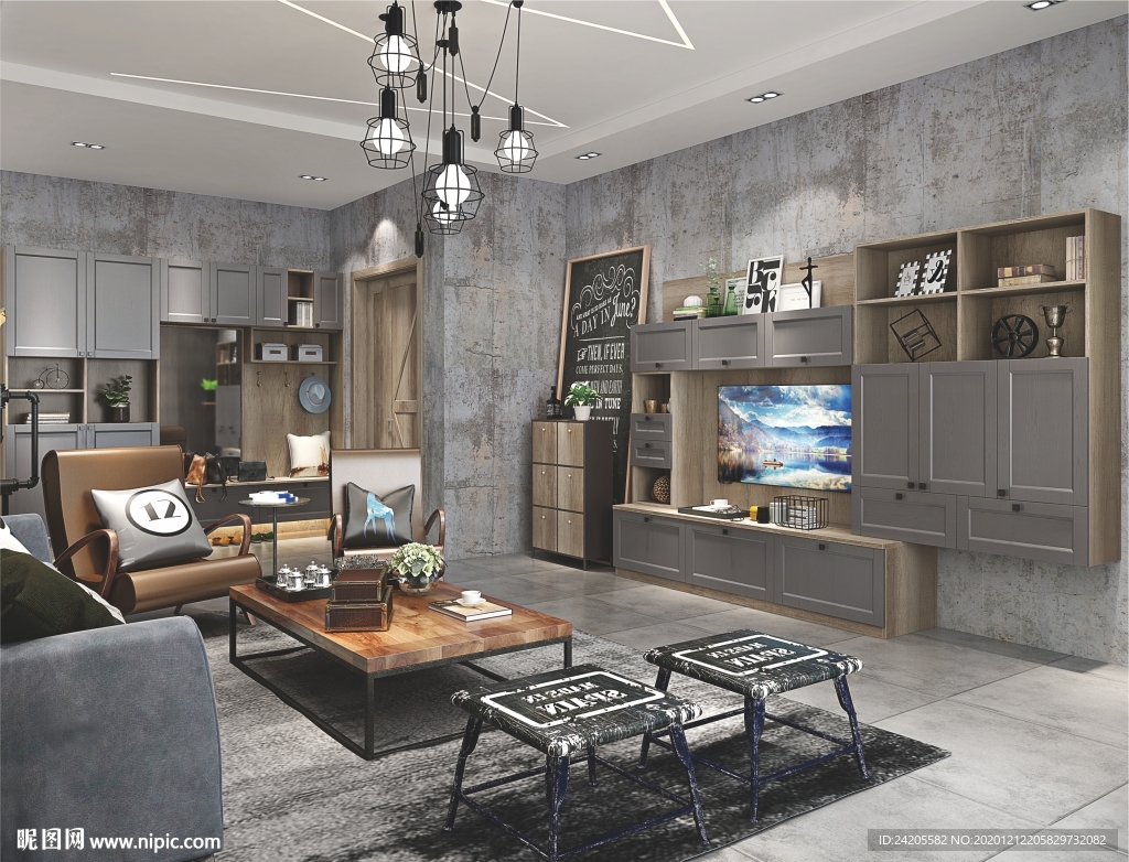 全屋定制客厅板式电视柜背景墙